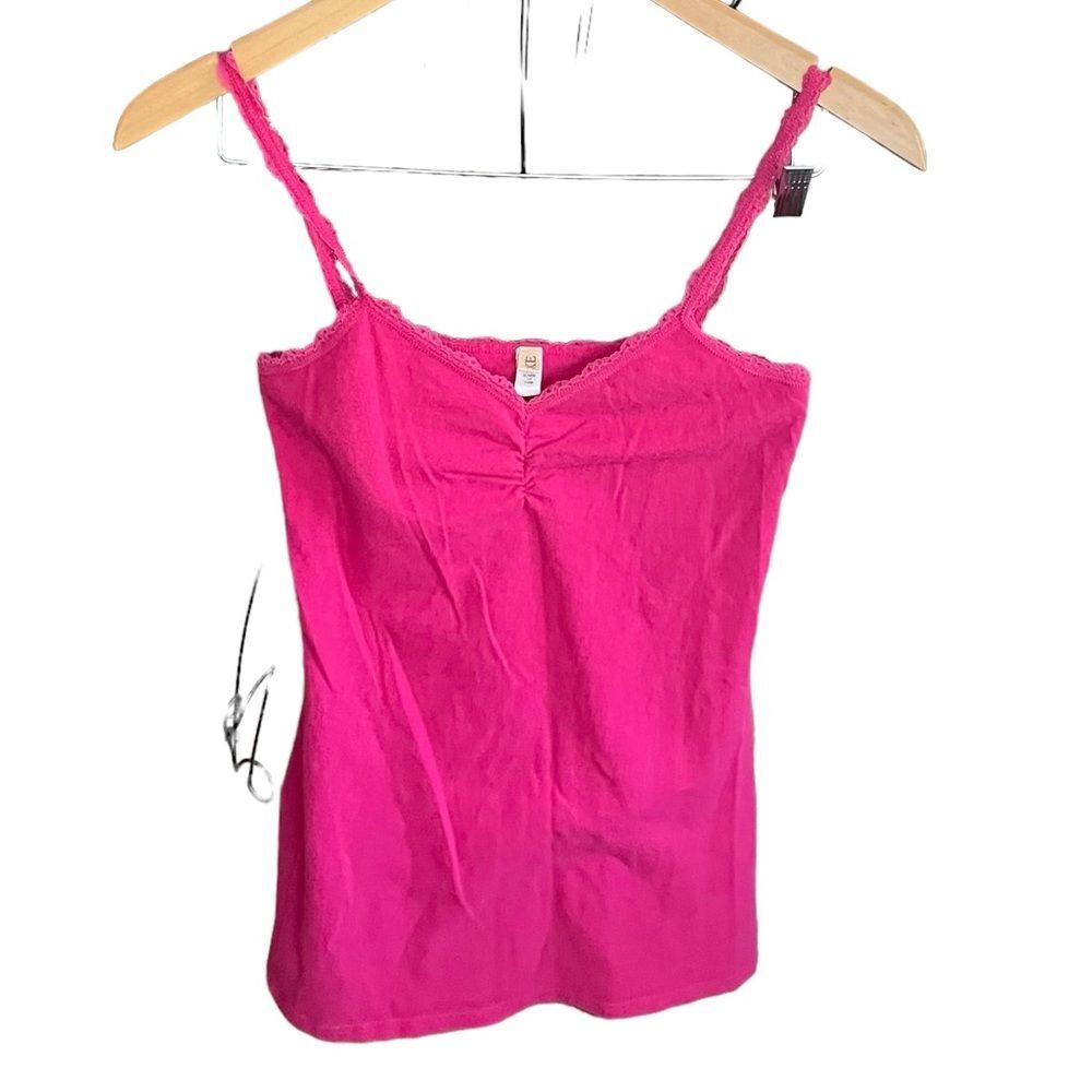 BKE Fuchsia Lace Spaghetti Strap Tank Top Women's Size Large Y2K 90's